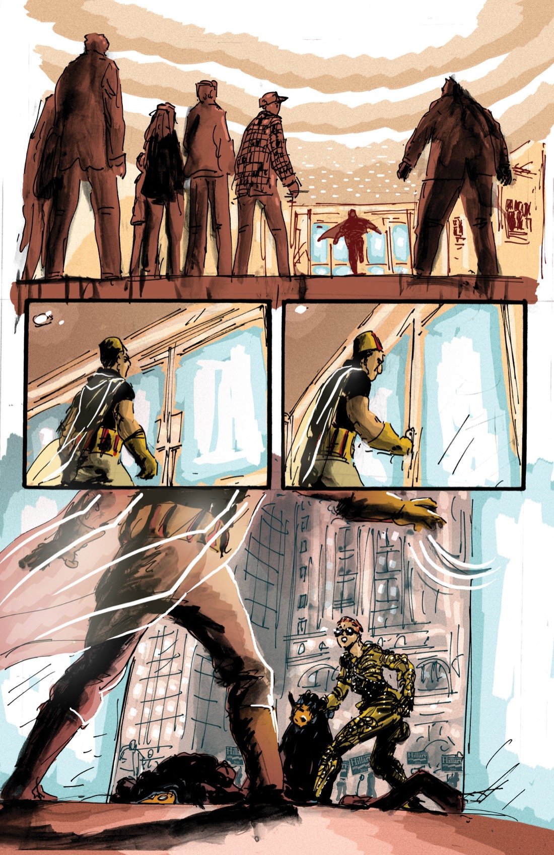 An illustration from the new graphic novel “Kismet, Man of Fate,” by A. David Lewis. Image courtesy of A Wave Blue World